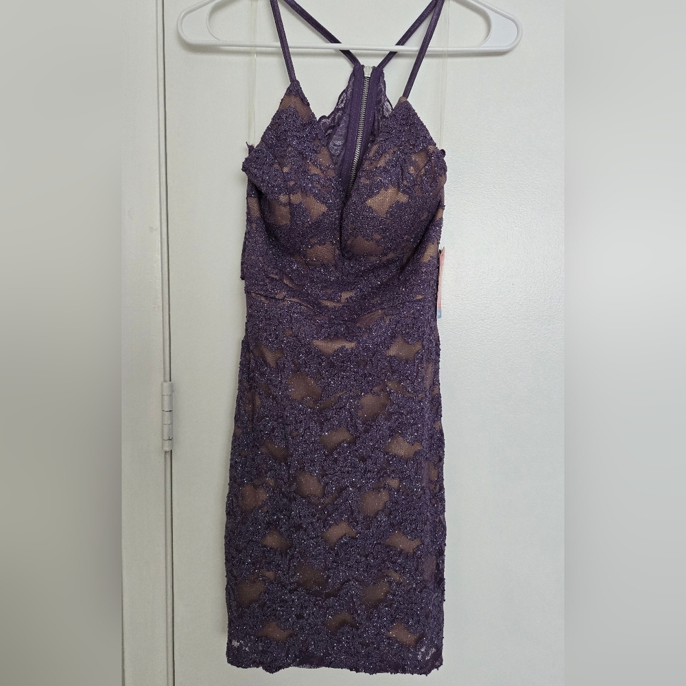 Emerald Sundae Purple Lace Prom Dress